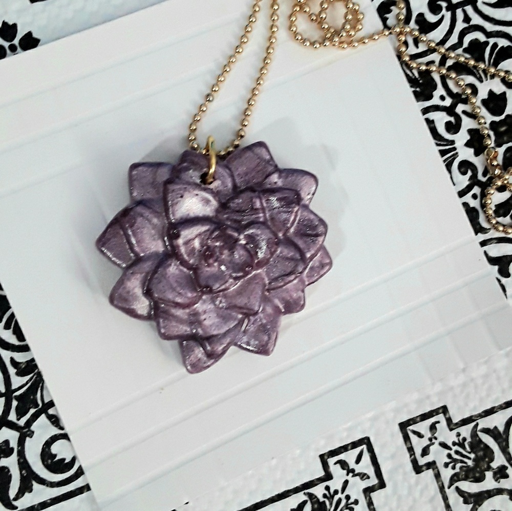 Lavender rose pendant...ball chain includes